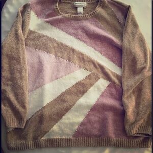 Soft toned Alfred Dunner sweater w prl accents EUC